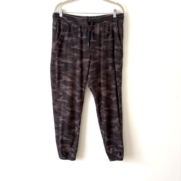 Athleta Farallon Camo Jogger Pants Women’s 14 Organic Cotton Travel Casual - Picture 1 of 7